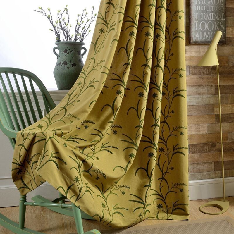 Blackout Curtain Made to Measure Curtain Cotton Linen Embroidery Wheat