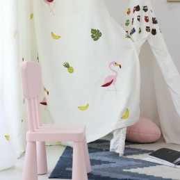 Embroidered Flamingo Curtain Made to Measure Curtain Semi Transparent Sheer Curtains For Living Room Bedroom