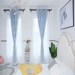 Sweet Cloud Curtains Blue Semi Blackout For Girls Room