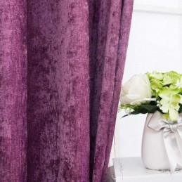 American Antique Style Curtain Made to Measure Curtain Chenille Solid Purple Bedroom Blackout Fabric