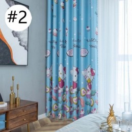 Lovely Blackout Curtains With Kitty Cat Print Fabric Drapes