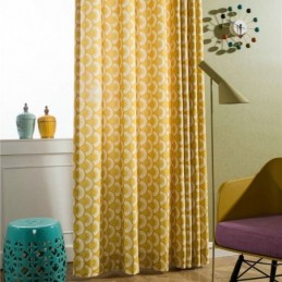 Yellow Cotton Curtain Made to Measure Curtain Shell Unique Printed Bedroom Living Room