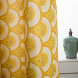 Yellow Cotton Curtain Made to Measure Curtain Shell Unique Printed Bedroom Living Room