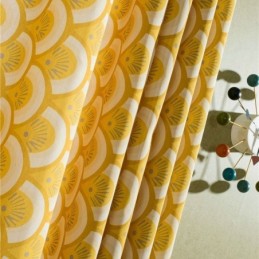 Yellow Cotton Curtain Made to Measure Curtain Shell Unique Printed Bedroom Living Room