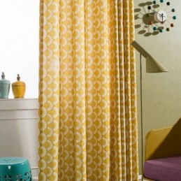 Yellow Cotton Curtain Made to Measure Curtain Shell Unique Printed Bedroom Living Room