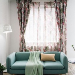 American Rural Sheer Curtain Made to Measure Curtain Unique Leaves Embroidery Breathable Fabric