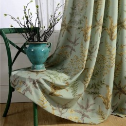 American Rural Curtain Made to Measure Curtain Tree Leaves Printed Environment Protective Cotton Fabric