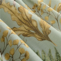 American Rural Curtain Made to Measure Curtain Tree Leaves Printed Environment Protective Cotton Fabric