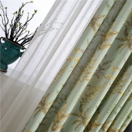 American Rural Curtain Made to Measure Curtain Tree Leaves Printed Environment Protective Cotton Fabric