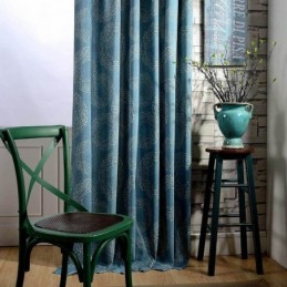 American Antique Curtain Made to Measure Curtain Blue Circle Printed