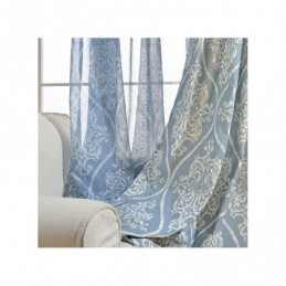 Japanese Simple Sheer Curtain Made to Measure Curtain Blue Printed Study Living Room Fabric