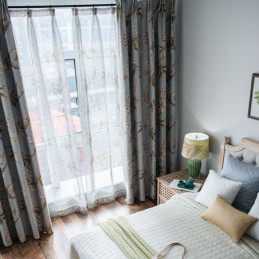 Modern Rural Curtain Made to Measure Curtain Spray Printed Bedroom Environment Protective Blackout Fabric