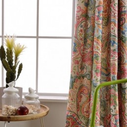 American Antique Curtain Made to Measure Curtain Contrast Flower Printed Bedroom Fabric