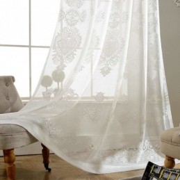 European Classical Sheer Curtain Made to Measure Curtain Flower Jacquard Living Room Study Soft Cotton Fabric
