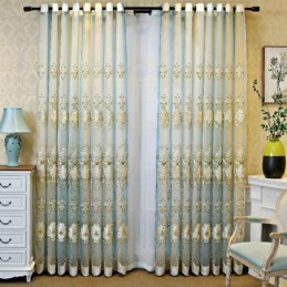 Europe Tulle Curtain Made to Measure Curtain Embroidered Voile For Living Room