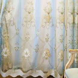 Europe Tulle Curtain Made to Measure Curtain Embroidered Voile For Living Room