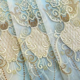 Europe Tulle Curtain Made to Measure Curtain Embroidered Voile For Living Room