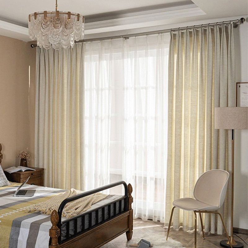 Linen Hotel Drapes Bedroom Textured Blackout Plain Curtain Made to Measure Curtain