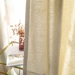 Linen Hotel Drapes Bedroom Textured Blackout Plain Curtain Made to Measure Curtain