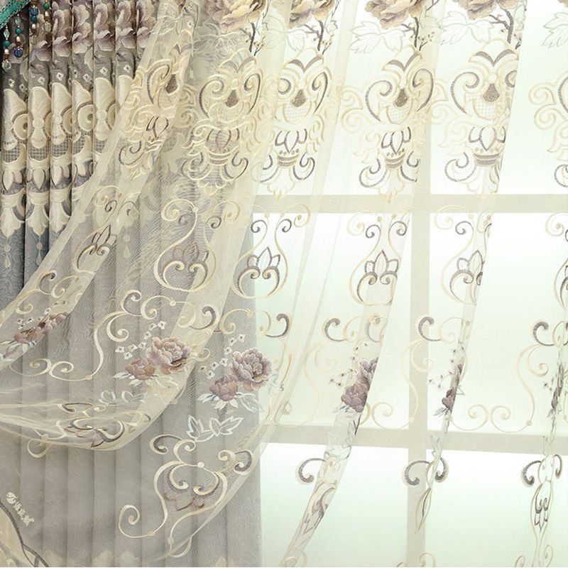 Modern Floral Sheer Tulle Curtains For Living Room Bedroom