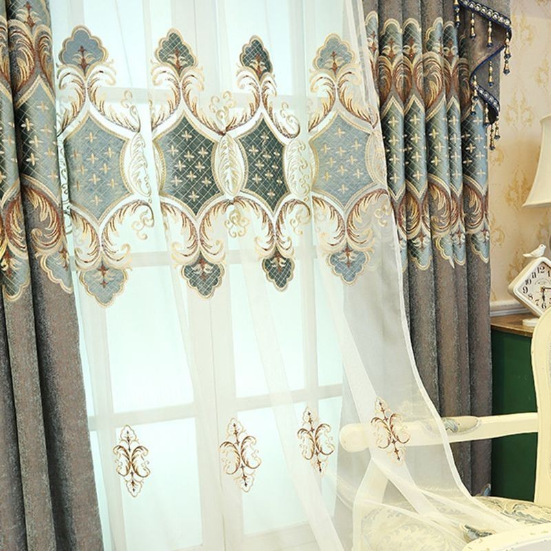 Window Treatment Tulle Modern Embroidered Sheer Curtains For Living Room Bedroom
