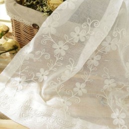 Embroidered Window Screen Curtain Made to Measure Curtain Floral White Tulle For Living Room Bedroom