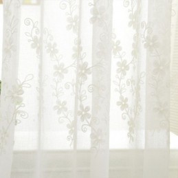 Embroidered Window Screen Curtain Made to Measure Curtain Floral White Tulle For Living Room Bedroom