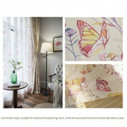 Modern Rural Sheer Curtain Made to Measure Curtain Butterfly Printed Bedroom Fabric