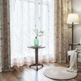 Modern Rural Sheer Curtain Made to Measure Curtain Butterfly Printed Bedroom Fabric