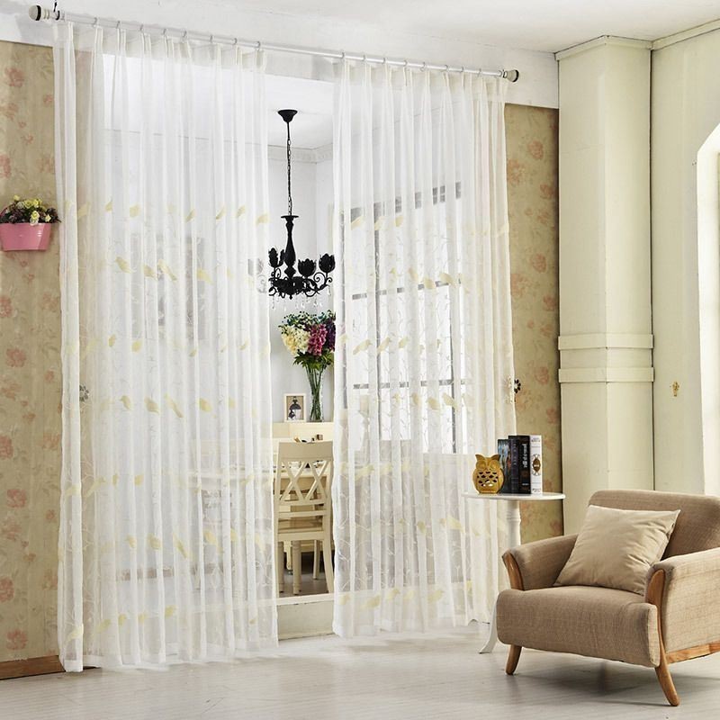 Embroidered Tulle Sheer Curtain Made to Measure Curtain Bird Design Curtains For Living Room Bedroom