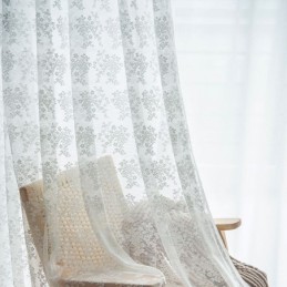 Floral Tulle Sheer Curtains Elegant White Voile Curtain Made to Measure Curtain Blinds Panel For Living Room One