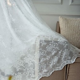 Floral Tulle Sheer Curtains Elegant White Voile Curtain Made to Measure Curtain Blinds Panel For Living Room One
