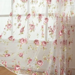Modern Flower Tulle Curtains Pastoral Sheer Voile For Living Room Bedroom