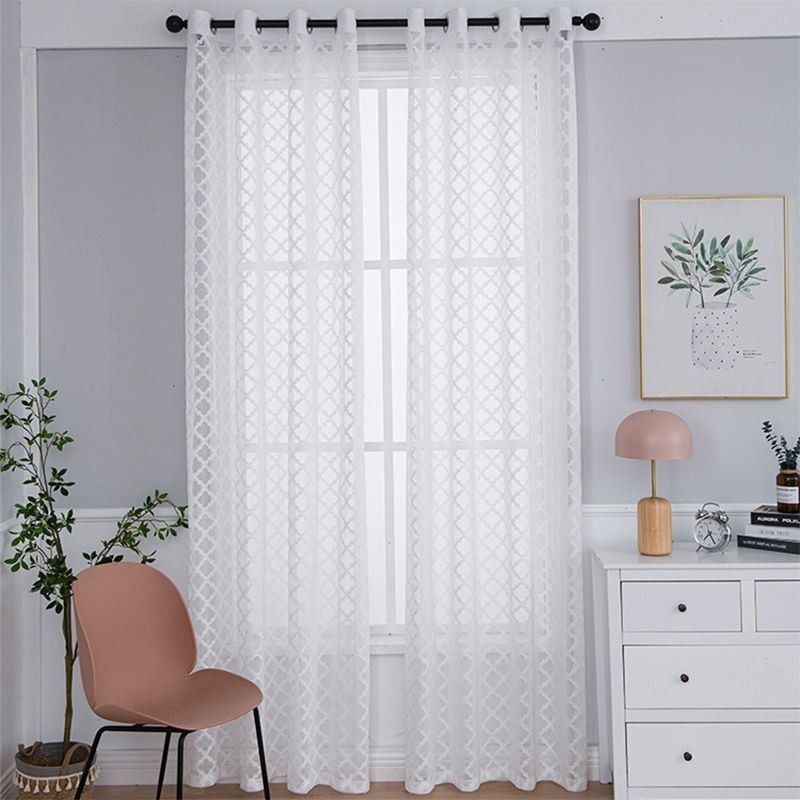 White Sheer Curtains Diamond Window For Living Room Bedroom