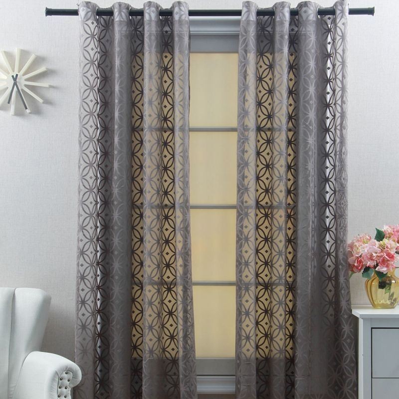 Europe Tulle Curtain Made to Measure Curtain Grey Sheer For Living Room