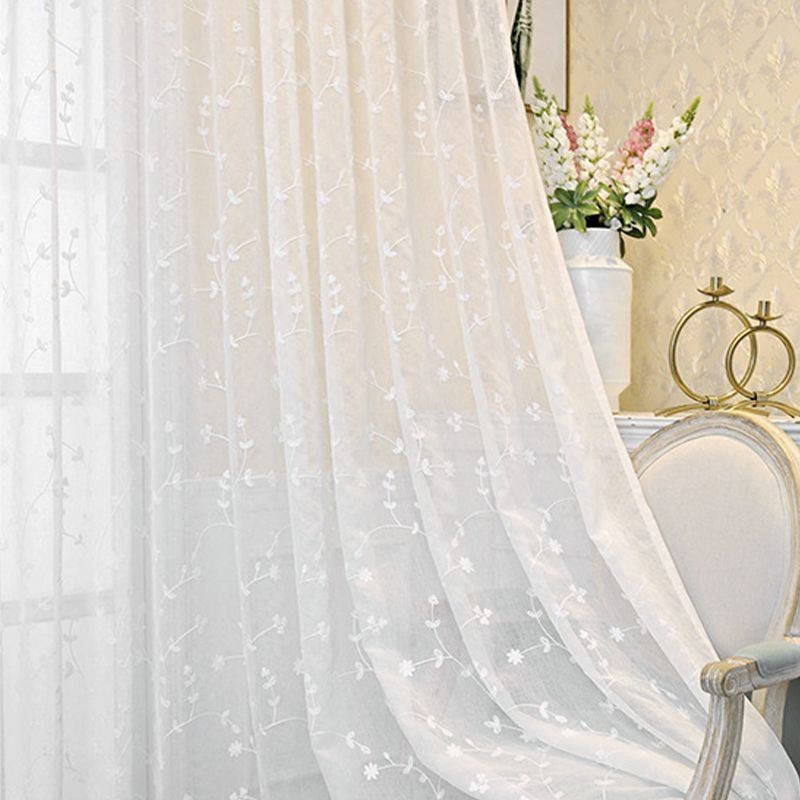 Decorative Window Screens Plant Embroidered Tulle Curtains For Bedroom