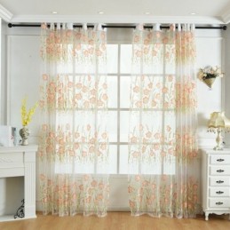 European Floral Tull Curtain Made to Measure Curtain Pastoral Style For Living Room