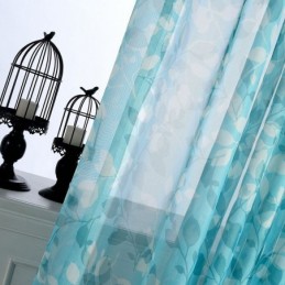 Leaves Print Semi Sheer Curtains For Living Room Bedroom