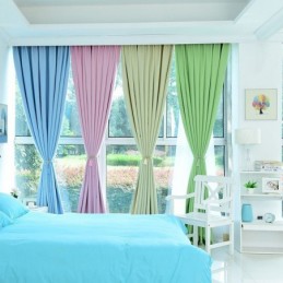 Solid Blackout Curtains Thermal Insulated Drapes For Living Room