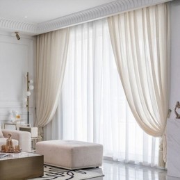 Modern White Tulle Curtains Geometric Sheers Curtain Made to Measure Curtain For Living Room