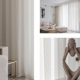 Modern White Tulle Curtains Geometric Sheers Curtain Made to Measure Curtain For Living Room