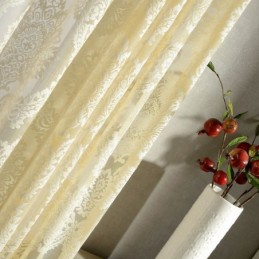 Europe Embroidery Tulle Curtains Romantic Semi Sheer Jacquard Window Drapes
