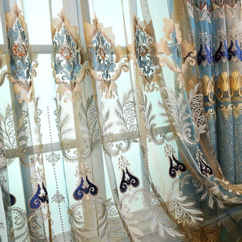 Exquisite Tulle Curtain Made to Measure Curtain European Embroidered Floral Sheer Curtains For Room Decoration