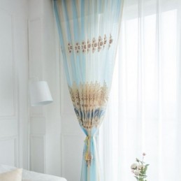 Luxury Sheer Curtains Floral Embroidered Semi Voile Curtain Made to Measure Curtain For Bedroom