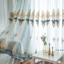 Luxury Sheer Curtains Floral Embroidered Semi Voile Curtain Made to Measure Curtain For Bedroom