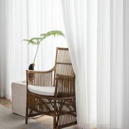Classical Geometric Window Screen White Embroidery Organza For Living Room Made to Measure Curtain