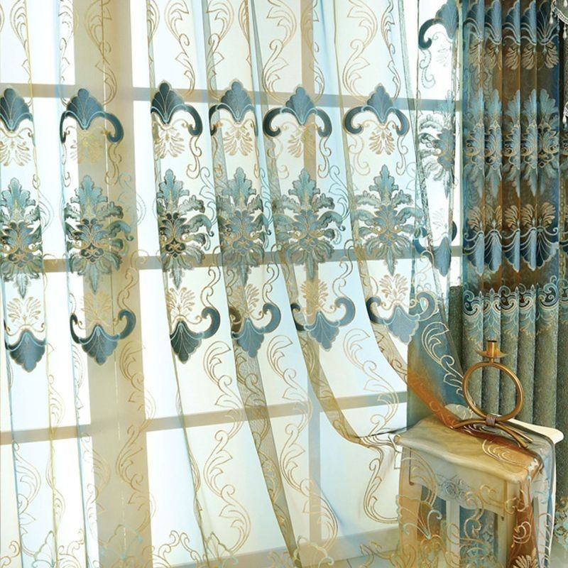 European Embroidered Curtain Made to Measure Curtain Luxury Window Screen Curtains For Living Room Bedroom