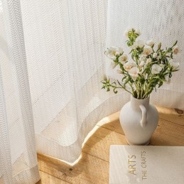 Fish Bone Tulle Curtains Window Screen For Living Room Bedroom