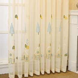 Decorative Window Screens Cartoon Embroidered Tulle Curtains For Bedroom