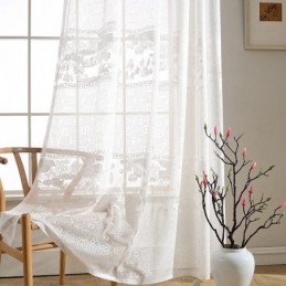 White Jacquard Drapes Translucent Curtains For Living Room Bedroom
